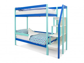 Двухъярусная кровать Svogen с бортиком мятно-синий в Муравленко - muravlenko.magazinmebel.ru | фото - изображение 1