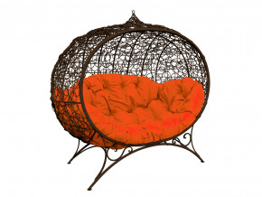 Кокон Улей на ножках с ротангом оранжевая подушка в Муравленко - muravlenko.magazinmebel.ru | фото