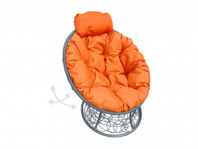 Кресло Папасан мини пружинка с ротангом оранжевая подушка в Муравленко - muravlenko.magazinmebel.ru | фото