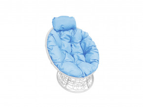 Кресло Папасан мини с ротангом голубая подушка в Муравленко - muravlenko.magazinmebel.ru | фото