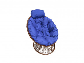 Кресло Папасан мини с ротангом синяя подушка в Муравленко - muravlenko.magazinmebel.ru | фото