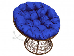 Кресло Папасан пружинка с ротангом синяя подушка в Муравленко - muravlenko.magazinmebel.ru | фото