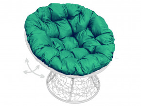 Кресло Папасан пружинка с ротангом зелёная подушка в Муравленко - muravlenko.magazinmebel.ru | фото