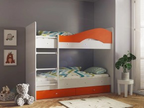 Кровать 2-х ярусная Мая с ящиками на латофлексах белый-оранж в Муравленко - muravlenko.magazinmebel.ru | фото - изображение 1