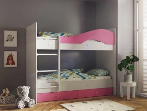 Кровать 2-х ярусная Мая с ящиками на латофлексах белый-розовый в Муравленко - muravlenko.magazinmebel.ru | фото - изображение 1