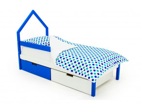 Кровать-домик мини Svogen с ящиками и бортиком сине-белый в Муравленко - muravlenko.magazinmebel.ru | фото