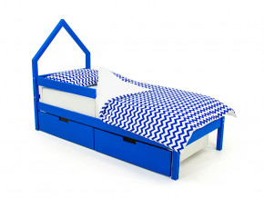 Кровать-домик мини Svogen с ящиками и бортиком синий в Муравленко - muravlenko.magazinmebel.ru | фото