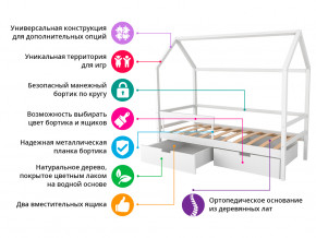 Кровать-домик Svogen с фото с ящиками и бортиком белый/лисята в Муравленко - muravlenko.magazinmebel.ru | фото - изображение 2