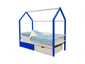 Кровать-домик Svogen с ящиками сине-белый в Муравленко - muravlenko.magazinmebel.ru | фото