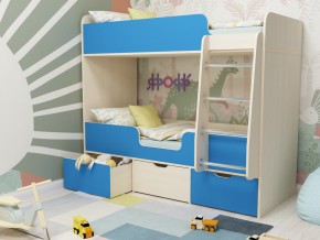 Кровать двухъярусная Малыш двойняшка дуб молочный-голубой в Муравленко - muravlenko.magazinmebel.ru | фото - изображение 1