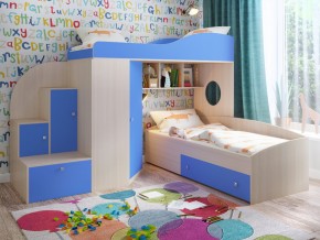 Кровать Кадет 2 Дуб молочный-голубой в Муравленко - muravlenko.magazinmebel.ru | фото
