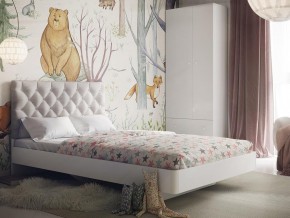 Кровать Милана с каретной стяжкой бежевая в Муравленко - muravlenko.magazinmebel.ru | фото