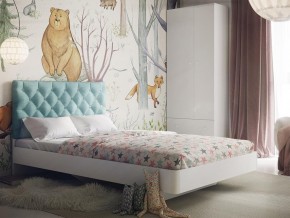 Кровать Милана с каретной стяжкой бирюзовая в Муравленко - muravlenko.magazinmebel.ru | фото