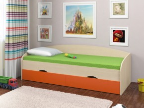 Кровать Соня 2 дуб молочный-оранжевый в Муравленко - muravlenko.magazinmebel.ru | фото