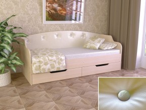 Кровать Юниор Тип 2 дуб молочный-белый перламутр 800х1600 в Муравленко - muravlenko.magazinmebel.ru | фото - изображение 1