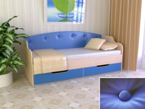 Кровать Юниор Тип 2 дуб молочный/синий 800х1600 в Муравленко - muravlenko.magazinmebel.ru | фото - изображение 1
