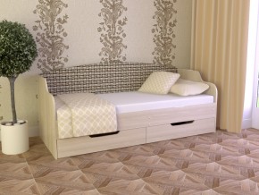 Кровать Юниор Тип 2 Микровелюр-плетенка светлая 800х1600 в Муравленко - muravlenko.magazinmebel.ru | фото