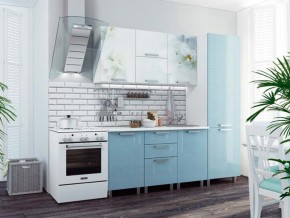 Кухня 2100 Бьянка голубые блестки в Муравленко - muravlenko.magazinmebel.ru | фото